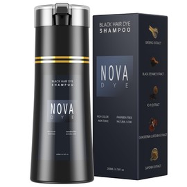 NOVA DYE Black Hair Dye Shampoo 3 in 1, Natural Dye Shampoo for Men & Women, Herbal Ingredient Shampoos for Grey Hairs Coverage