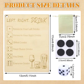 DOWNDRIFT Left Right Drink Drinking Game, Fun Dice Plates and Dice Bags, Drinking Game Boards, Adult Drinking Game, Left Right Centre, Funny Board Game, Party Game for Adults
