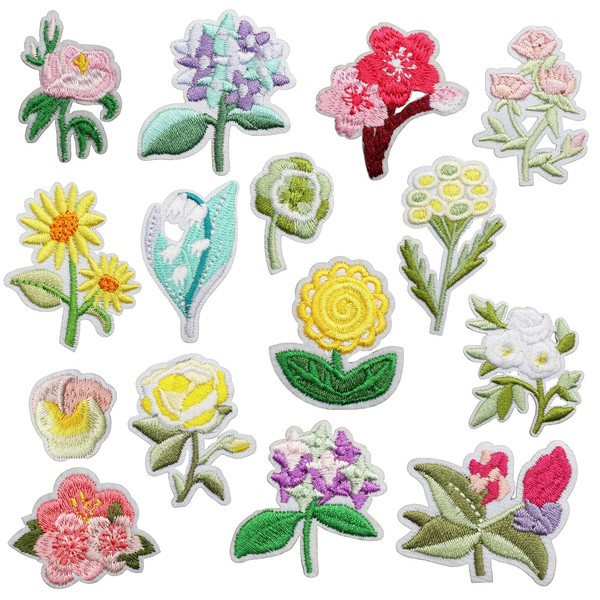 Iron-On Patches for Iron-On Flowers Pack of 15 Iron-On Patches