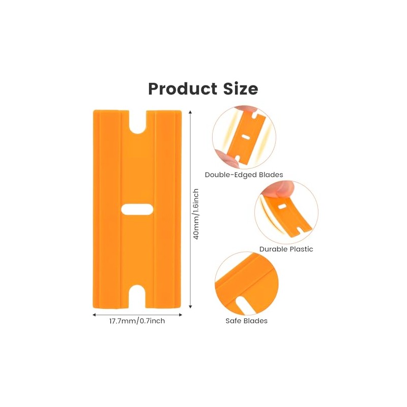 Aleric 200Pieces Plastic Razor Blades, Double Edged Plastic Blade for