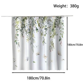 FAIRYGATE Outdoor Shower Curtain Garden Shower Curtains Green Leaf Scenery Natural Bathroom Curtains Waterproof Fabric Washable Bath Curtains with Hooks B9509