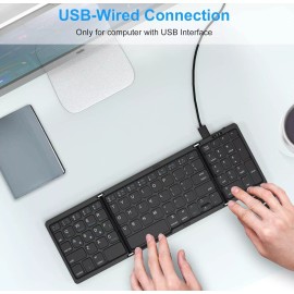 Foldable Bluetooth Keyboard, USB Tri Folding PC smartphone android apple windows