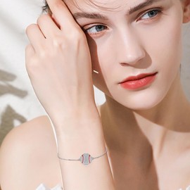 YAFEINI Baseball Gifts for Women Girls Sterling Silver Baseball Bracelet Baseball Jewellery for Baseball Coaches