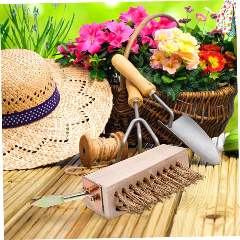TEHAUX Steel Wire Brush Grass Removal Tool Durable Scrub Brush