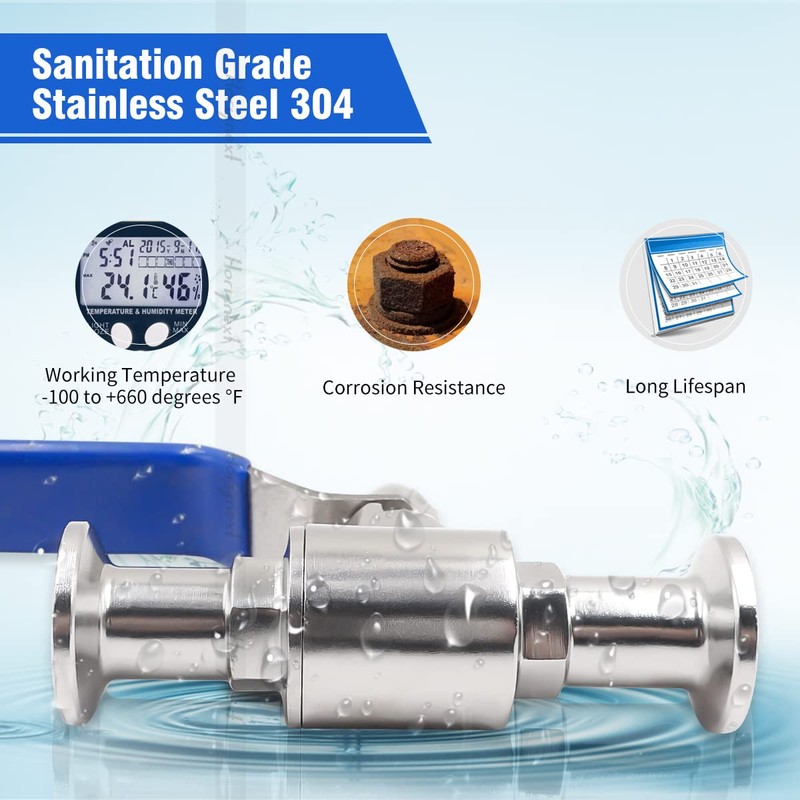 Horiznext stainless steel 1/2 inch tri clamp clover ball valve