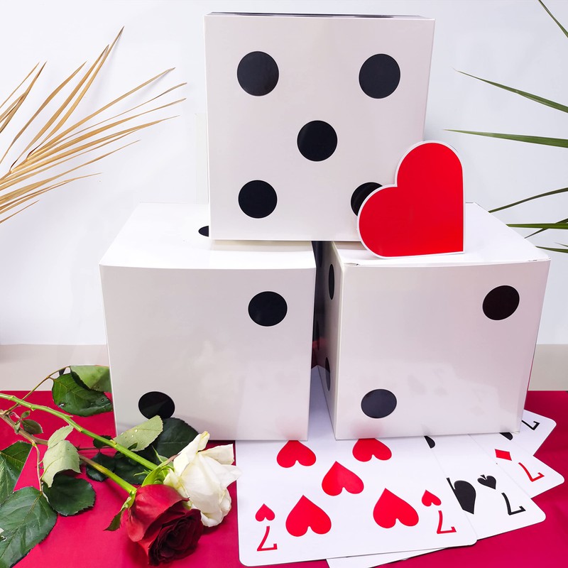 6Pcs White Dice Favor Boxes 12 x 12 x 12