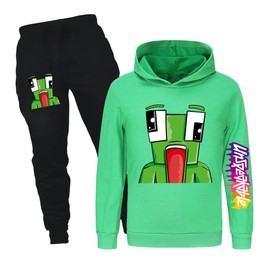 Jicahond Gamer Cartoons Printings Hoodie and Joggers 2pcs Outfits Boys Girls Casual Tracksuits (Green,11-12Y,11 Years,12 Years)