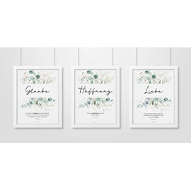 Aus Gnade Christian Posters · Faith Hope Love · Set of 3 · Plants Green · Bible Verse · Decoration · Wall Design · Without Frame · A3 · Christian Gifts · German