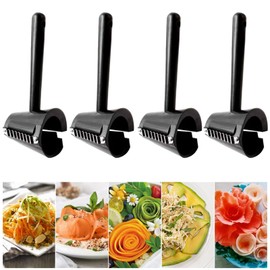 Pack of 4 Decorative Spiral Cutters Vegetable Slicer Spiral Can Make Radish Blossoms Two Types of Flower Shapes for Fruit Salads, Serving Western Dishes (Black)
