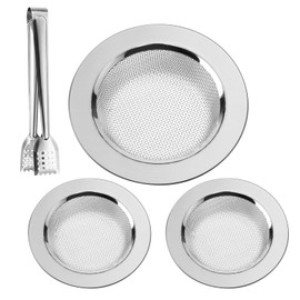 UOCAI 3 Pieces 7.5/11 cm Stainless Steel Drain Strainer Set and Food Clip, Mesh Strainer Drain Strainer Shower Hair Strainer Sink Strainer Kitchen Strainer Drain Sink for Bathtub Kitchen Incense