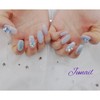 ❣️ Blue Sapphire Shimmer Handmade Nail Tips ✨ - Long
