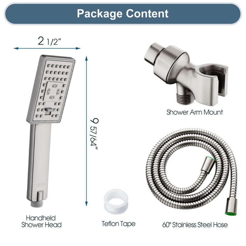 BRIGHT SHOWERS High Pressure Handheld Shower Head Set, High Flow