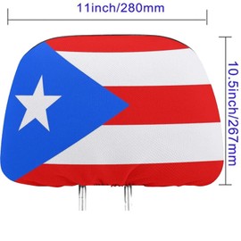 Hangoo 2 Pack Headrest Covers for Puerto Rico Flag, Seat Cover Accessories Car Headrest Protector Universal Fit to All Car/Truck Models (Puerto Rico Flag)