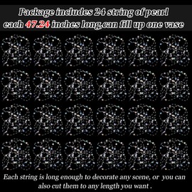 Tondiamo 24 Pcs Artificial Pearl String for Floating Candle Faux Pearls Beads String Party Garland Decoration for Vases Filler Wedding Centerpiece Christmas Party Decor(Dazzling Color)