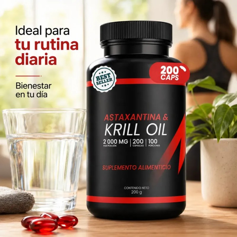 Krill Oil 2000 Mg Con Astaxantina 200 Cápsulas 100 Porciones