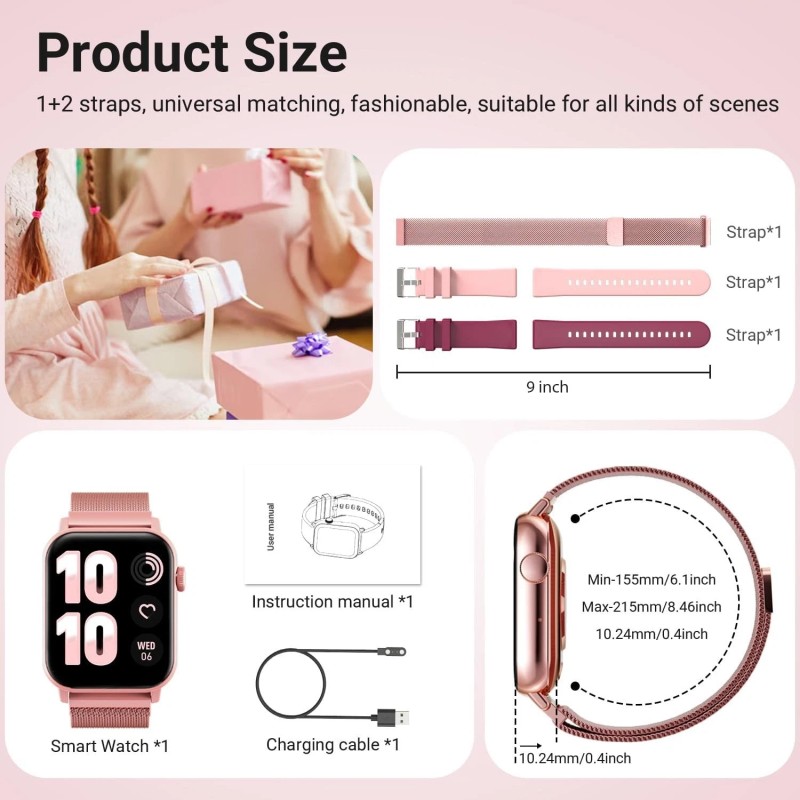 Trendia Smart Watches for Women, 1.83" HD Fitness Tracker (Answer/Make