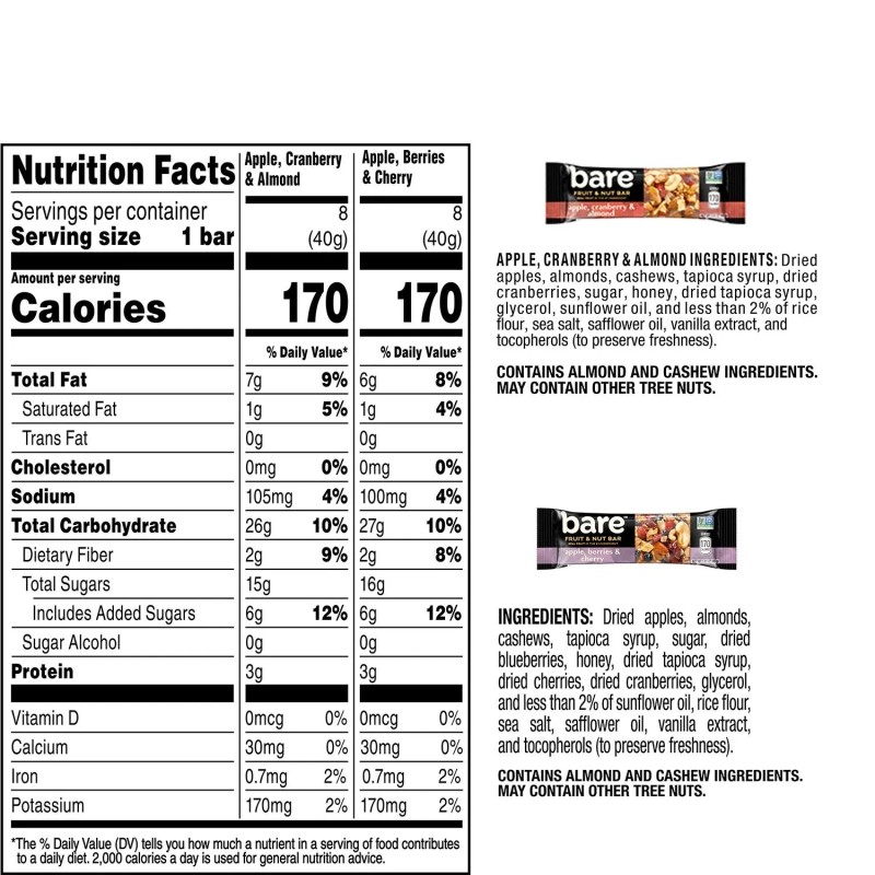 Bare Fruit and Nut Bar Variety Pack, 16 ct.