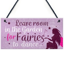 RED OCEAN Garden Sign Garden Shed Hanging Plaque Leave Room For Fairies SummerHouse Sign Friendship Gift