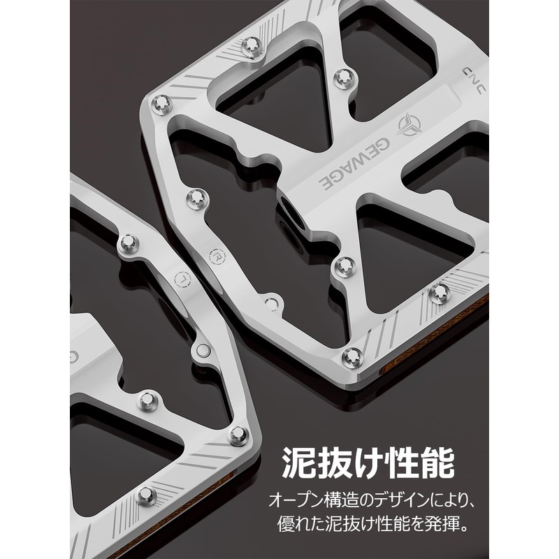 GEWAGE Bicycle Pedal with Reflector, Flat Pedal, Sealed Bearings, Aluminum