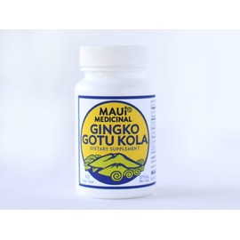 Maui Medicinal Herbs Ginkgo & Gotu kola Brahmi 60 Veggie Capsules- 375 mg per Capsule Organically Grown