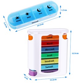 Collazoey Pill Box 7 Days, Schubladen Pillen Organizer, Reise Tablettenbox mit Fächern für Medikamente, Nahrungsergänzungsmittel, Vitamine (Farbe-Weiß)