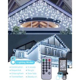 ONSTUY Icicle Christmas Lights Outdoor, 66ft 520 LED Icicle Lights for Outside, Plug in String Lights with 8 Modes Timer Waterproof for House Holiday Decor Wedding Christmas Decorations (White)