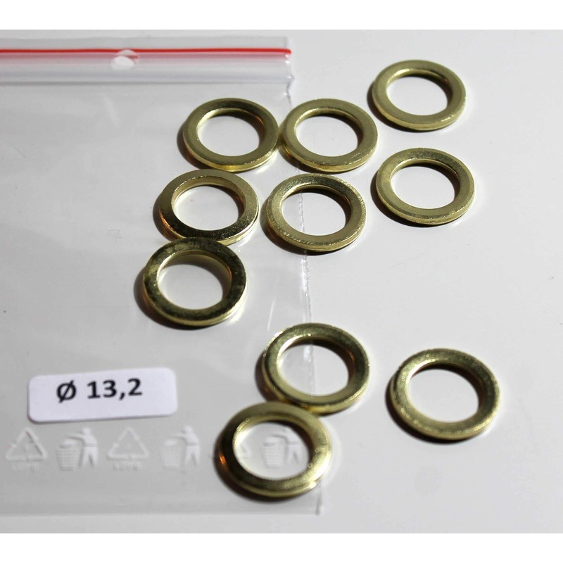 20 pcs Fits Raised Rings Ø 13 mm, Steel Brass-Plated,