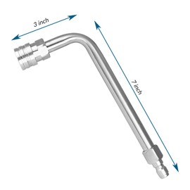 CHAVOR Pressure Washer Gutter Rod, 7 inch 90 Degree Curved Angled Stainless Steel Lance, Pressure Washer Gutter Cleaner Attachment with 1/4 Inch Quick Connect