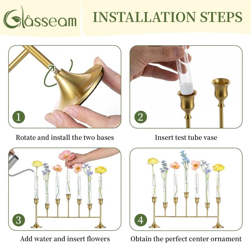 Bud Vases with Candle Holders: Glasseam 7Pcs Small Vase &