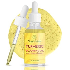 Turmeric Oil for Face & Body - 1 fl oz / 30 ml – Brightening Serum for Dark Circles, Wrinkles, Dark Spots, Hydrates and Nourishes with Papaya, Jojoba 