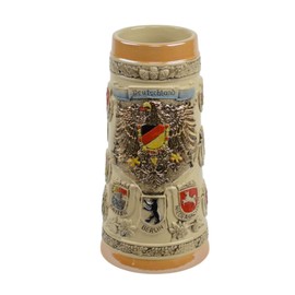 1.1 Liter | OktoberfestHaus Tankard Beer Stein Engraved Collectible Bier Krug German Adler (Eagle) Midieval Coat Of Arms Beer Mugs for Men