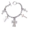 Gypsy Jewels Silver Tone 5 Cross Charm Clear Rhinestone Dangle