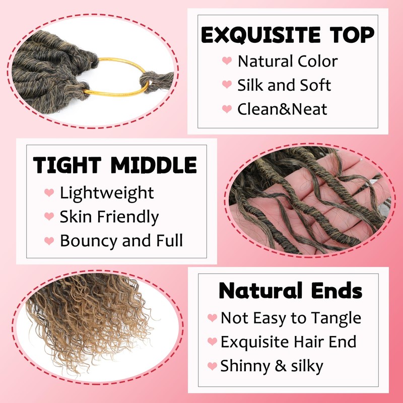 XIIMENALU Boho Faux Locs Crochet Hair 8 Packs Goddess Soft