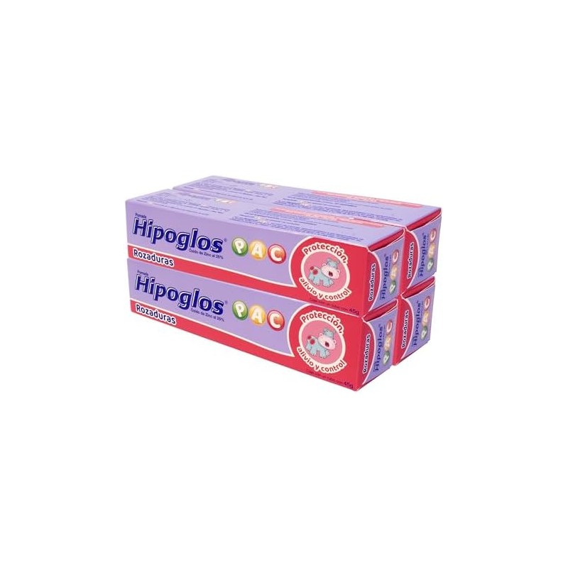 Hipoglos Pomada Protectora PAC 4 Pack Tubos (45gr) para Bebé,