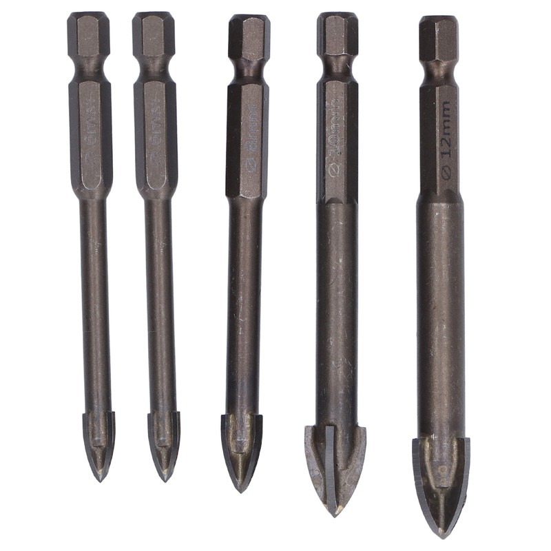5Pcs Cross Tile Drill Bit Carbide Hex Shank Drills Bits