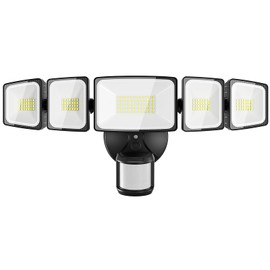Onforu 120W 12000LM LED Security Lights Motion Sensor Outdoor, Dusk to Dawn Flood Lighting, 5 Heads 360° Wide Angle Illumination, 6500K IP65 Waterproof Hardwired Floodlight Motion Detection (Black)