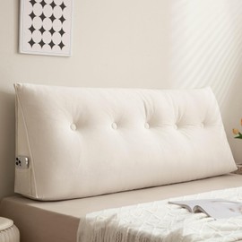 Konelia Wedge Pillow Headboard Triangle Back Support Reading Pillow Sitting up in Bed Backrest Pillows for Legs Dorm Lumbar Bed Headboard 39"x8"x20" Ivory
