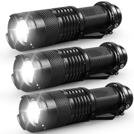 3 Pack Mini Flashlights, Bright LED Flashlight with Clip,3 Modes, Zoomable Compact Powerful Emergency Flashlights - Drop Resistant and Water Resistant