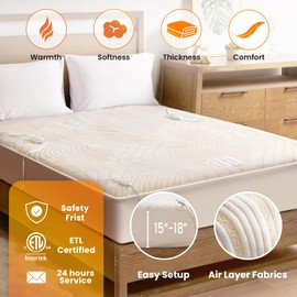 blunique Heated Mattress Pad King Size - Dual Control Electric Mattress Pad with 4 Heat Setting & 10 Hour Auto Off, Air Layer Bed Warmer,Machine Washable - 78"x80", Gold
