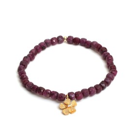 Gempires Pink Ruby Beaded Bracelet, Stretchable Bracelet, July Birthstone Jewelry, Adjustable, Everyday Wear, Gift for Her (ruby)