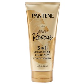 Pantene Miracle Rescue 3 in 1 Leave In Conditioner, Rinse off Conditioner, Heat Protectant for Hair, Detangler, Anti Frizz, Moisturizing, For All Hair Types, Safe for Color Treated Hair, 6.0 fl oz