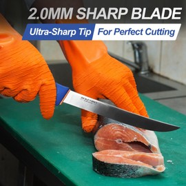 BOXINO 8" Fillet Knife For Fish W/Sheath & Softgrip Non-Slip Handle, Stiff Blade Trimming Knife, High Carbon Stainless Steel Filet Knife For Outdoor and Kitchen