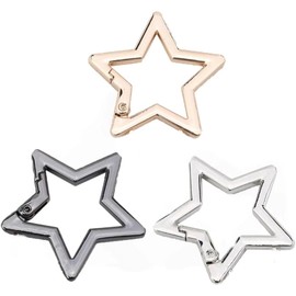 3Pc Silver Star Shaped Stainless Steel Keychain Clip Snap Hook Holder Star Carabiner Hook Clip Key Holder Carabiner Clip for Keys and Wallet with Key Chain Rings Accessories (L),Star Keychain Clasp