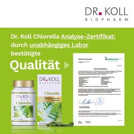 Dr. Koll Organic Chlorella Tablets, 100% Pure, Chlorella Vulgaris Plant Extract, High Dose, Laboratory Tested, Micro Algae from Germany, Natural Dietary Supplement (334 Tablets)