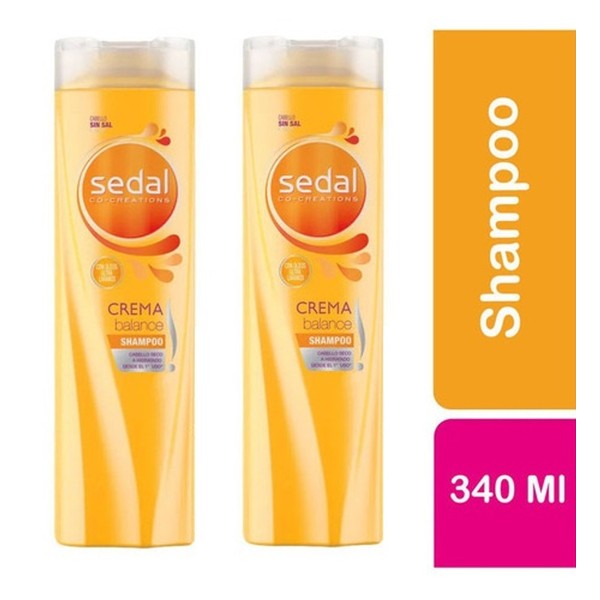 Unilever Sedal Shampoo For Dry Hair Crema Balance Para Cabello Seco Fast Hydration, 340 ml / 11.5 fl oz (pack of 2)