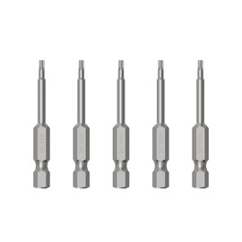 FOCMKEAS 5PCS T9 Magnetic Tamper Proof Torx Screwdriver Bits, 1/4 Inch Hex Shank 2.6 Inch Length S2 Steel Security Drill Torx Head Drill Screw Driver Tools(65mm Long, Star 6 Point)