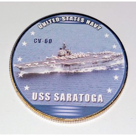 Navy USS Saratoga CV-60 Colorized Challenge Art Coin