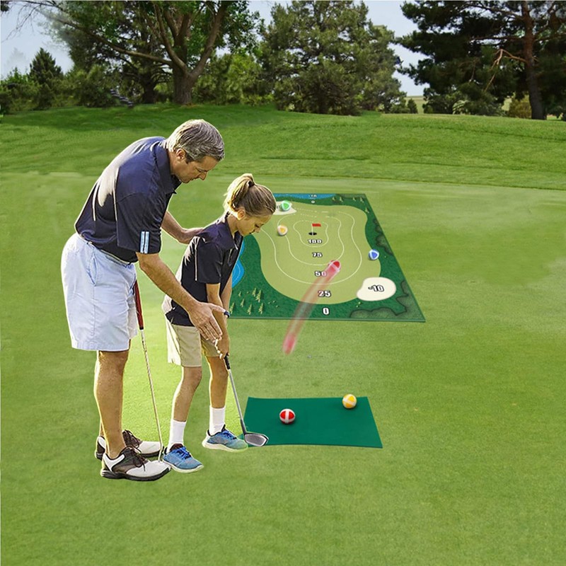 Portable Indoor/Outdoor Golf Game Set with Chipping Golf Play Mat,