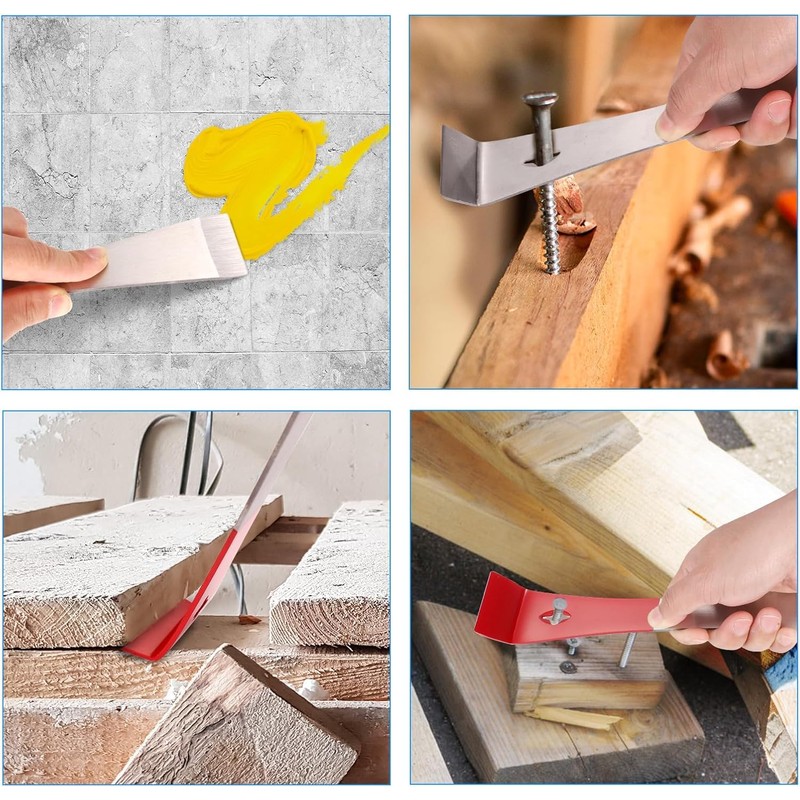 Taicols 2-Piece Flat Pry Bar Kit, Stainless Steel Pry Bar