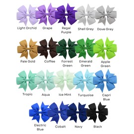 Pony Tails Hair bows | Set of 2 | Girls Teens Kids | Grosgrain Ribbon | Dog Top Knot Bow | Alligator clip slides set |Party, Dance, School, nursery, Cheerleading, Christmas, gift. (Capri Blue)